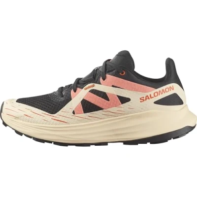 Afbeelding van Salomon Ultra FLOW Trail hardloopschoenen, Dames, Maat: 40, Black/tender peach/fusion coral Textiel/ synthetisch