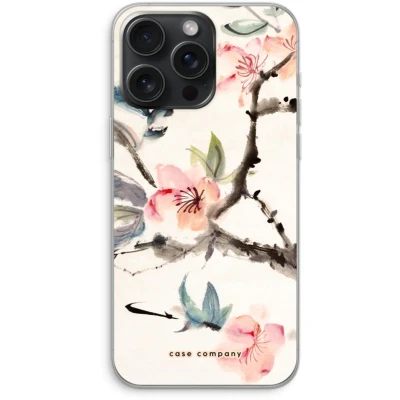 Afbeelding van Case Company® hoesje geschikt voor iPhone 15 Pro Max Japanse bloemen Soft Cover Telefoonhoesje Bescherming aan alle Kanten en Schermrand