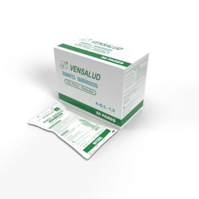 Afbeelding van VENSALUD A.Q.L 1.5 poedervrije latex wegwerphandschoenen voor laboratoria, sanitair, dierenartsen, medische tests, wit (7,5)