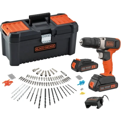 Afbeelding van Black+Decker BCD001C2TA QW Schroefklopboormachine 18V Koffer 120 Accesoires (2 Accu&#039;s)