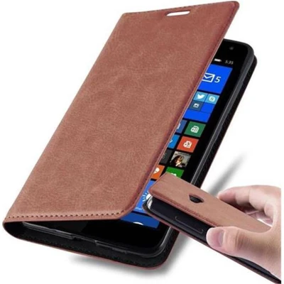 Afbeelding van Cadorabo Hoesje geschikt voor Nokia Lumia 535 in CAPPUCCINO BRUIN Beschermhoes met magnetische sluiting, standfunctie en kaartvakje Book Case Cover Etui