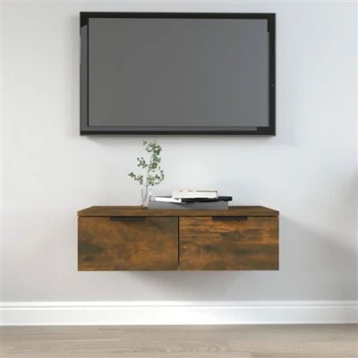 Afbeelding van Wandkast 68x30x20 cm bewerkt hout gerookt eikenkleurig