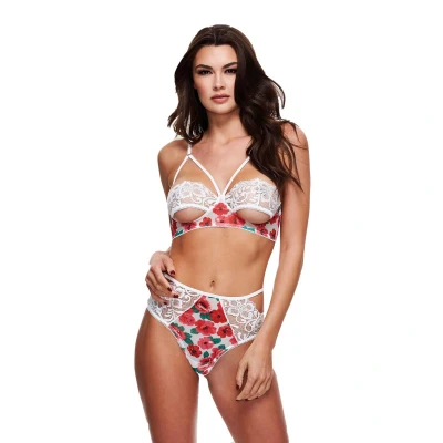 Afbeelding van Baci White Floral &amp; Lace High Waist BH set Curvy