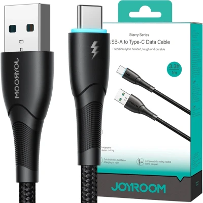 Afbeelding van Joyroom Starry serie SA32 AC6 100W USB A/USB C kabel 1m zwart