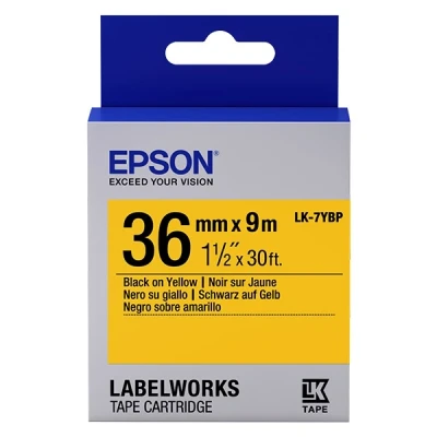 Image de Epson LabelWorks LK 7YBP Noir sur jaune Rouleau (3,6 cm x 9 m) 1 cassette(s) bande d&#039;étiquettes pour LW 1000P, 900P, Z5000BE, Z5010BE, Z900FK