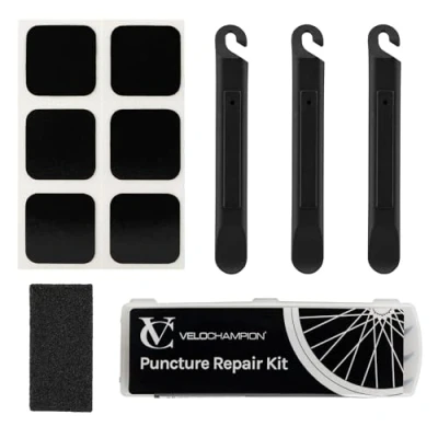 Afbeelding van VeloChampion Reparatieset voor fietsbanden, bandenreparatieset racefiets en mountainbike, zelfklevende patches, 10, 40 of 6 reparatiesets. (Reparatiekit)