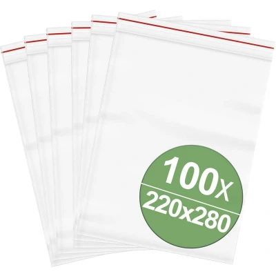 Afbeelding van Hersluitbare zak zonder etiketstrook (b x h) 220 mm 280 Transparant Polyethyleen