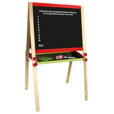 Afbeelding van JeuJura 8762 Groot Multifunctioneel bord verstelbaar met accessoires Schrijven Tekenen Magnetische leisteen en krijt Vanaf 3 jaar, wit