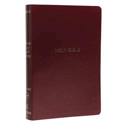 Afbeelding van NKJV, Reference Bible, Center Column Giant Print, Leather Look, Burgundy, Red Letter, Comfort Print