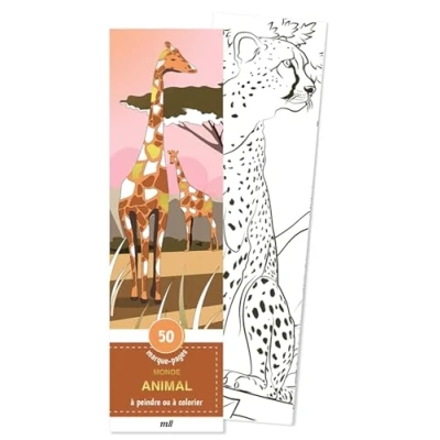 Afbeelding van MONDE ANIMAL 50 MARQUE PAGES A PEINDRE OU COLORIER