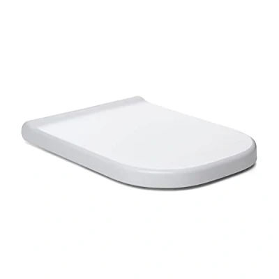 Afbeelding van TATAY WC bril met gecontroleerde val, licht vierkant design, gemaakt van antibacterieel polypropyleen, wit glanzend oppervlak, zeer schokbestendig.