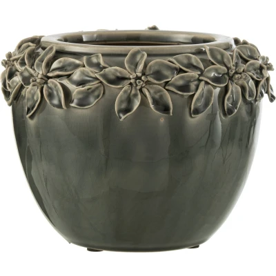 Afbeelding van J Line bloempot Bloem keramiek grijs large Ø 21.50 cm