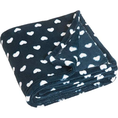 Afbeelding van Playshoes fleece babydeken hartjes marine