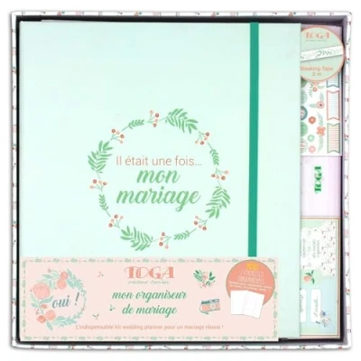Afbeelding van Toga Draeger Paris 1886 Fleuri schrijfwarenset, mijn bruiloftsorganizer, papier, groen/zalm, niet van toepassing