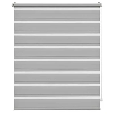 Afbeelding van Gardinia Duo, zijrolgordijn, met klembevestiging, transparante en ondoorzichtige strips, alle montageonderdelen inbegrepen, polyester, lichtgrijs, 100 x 150 cm