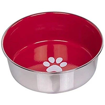 Afbeelding van Nobby rvs voerbak heavy paw anti slip rood 20,5 cm 2 liter