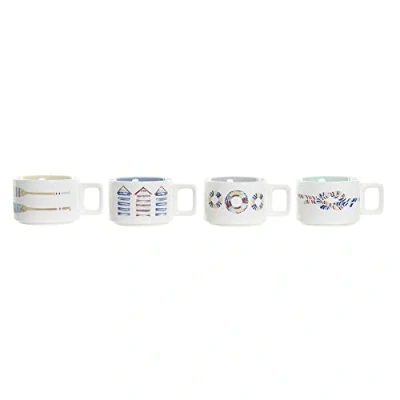 Afbeelding van Set van koffiekopjes DKD Home Decor Blauw Multicolour Metaal Dolomite 4 Onderdelen 260 ml