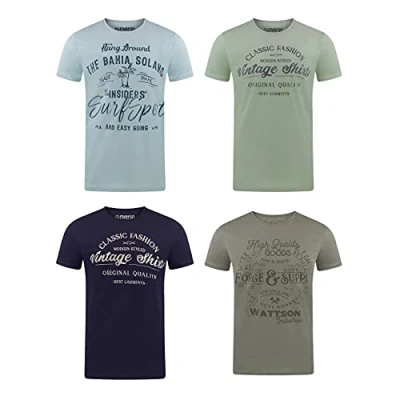 Afbeelding van Riverso RIVLeon T shirt met ronde hals en korte mouwen, 100% katoen, normale pasvorm, groen, blauw, wit, grijs, rood, oranje, S, M, L, XL, 2XL, 3XL, 4XL, 5XL, set van 4 stuks.