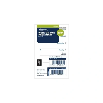 Afbeelding van Filofax Mini weekkalender 2024 in het Engels, wit
