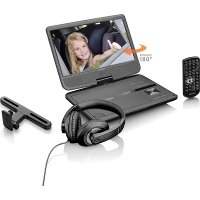 Afbeelding van Lenco DVP 1010BK Portable 10&quot; DVD speler met USB hoofdtelefoon ophangbeugel Black