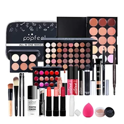 Afbeelding van make up cadeauset cosmetische paletten alles in één set voor ogen en lippen van het gezicht