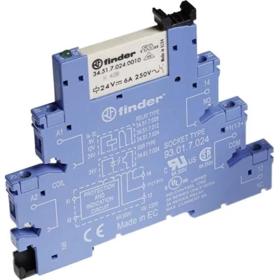 Afbeelding van Finder 38.51.0.024.0060 Relaismodule Nominale spanning: 24 V/DC, V/AC Schakelstroom (max.): 6 A 1x wisselcontact 1 stuk(s)