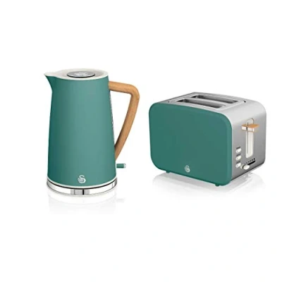 Image de Set petit déjeuner Bouilloire sans fil 17 L grille pain 2 Nordic Blanc SWAN STP2090 Vert