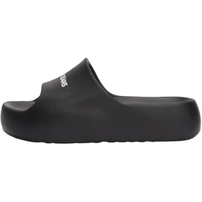 Afbeelding van Tommy Jeans Flatform POOL Slide Muiltjes, Dames, Maat: 39 40, Black Kunststof