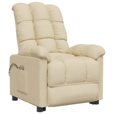 Image de vidaXL Fauteuil de massage inclinable électrique Crème Tissu