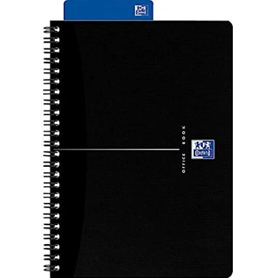 Afbeelding van Oxford Office Essentials spiraalschrift, 180 bladzijden, ft A4, gelijnd, zwart 5 stuks