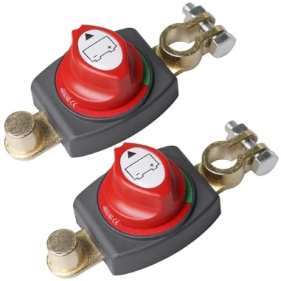 Afbeelding van 2 stuks 12 V batterijschakelaar Auto accuschakelaar Hoofdbatterijschakelaar stroomschakelaar Voor auto, vrachtwagen, boot