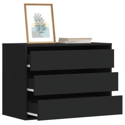 Image de vidaXL Commode d&#039;angle noir 80x41x58 cm bois d&#039;ingénierie852853