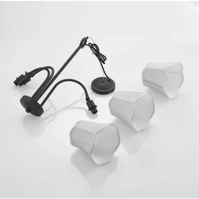Afbeelding van Lucande Hanglamp 3lichts stof, ijzer E14 zilvergrijs, zwart