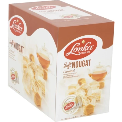 Afbeelding van Lonka Nougat, Per Stuk Verpakt, 12g, Doos Van 214 Stuks, Caramel Snoepgoed