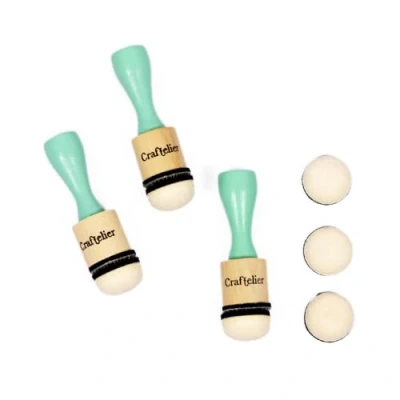 Afbeelding van Craftelier Mini inktapplicatorset voor scrapbooking en knutselen Inclusief 3 applicators met klittenbandbasis + 6 verwisselbare ronde pads een diameter van 20 mm Kleur