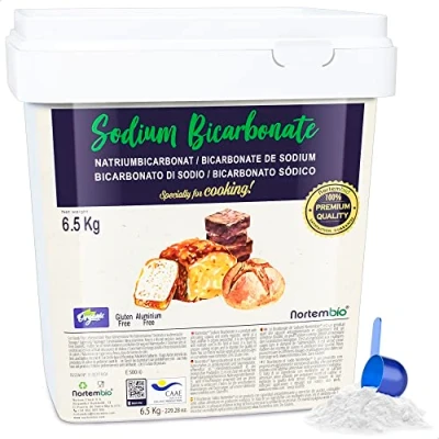 Afbeelding van Nortembio Voedingszuiveringszout 6,5 kg. Biologisch natriumbicarbonaat voor het koken. Aluminiumvrije bicarbonaat wassen van groenten en fruit. E book met recepten inbegrepen.