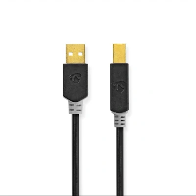 Afbeelding van Nedis Ccbw60100At20 Kabel Usb 2.0 A Male B 2,0 M Antraciet