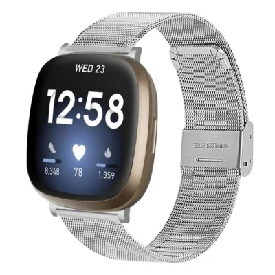 Afbeelding van Fitbit Versa 3/4 &amp; Sense 1/2 Milanese bandje met klemsluiting Zilver