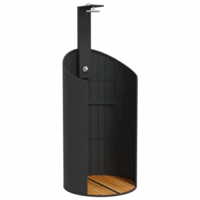 Afbeelding van Buitendouche 100x100x241,5 cm poly rattan en acaciahout zwart