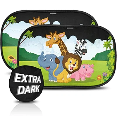 Afbeelding van zonneklep voor auto baby/kinderen, donker met gecertificeerde UV bescherming, hechting zonder zuignap, eenvoudig aan te brengen, 2 stuks van 51 x 31 cm, baby&#039;s,