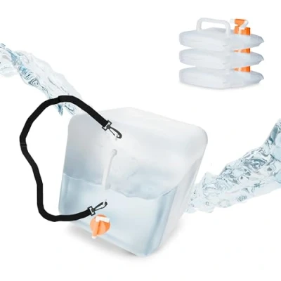 Afbeelding van Relaxdays set van 4 jerrycans opvouwbare bidons 20 liter met kraan drinkwater Oranje
