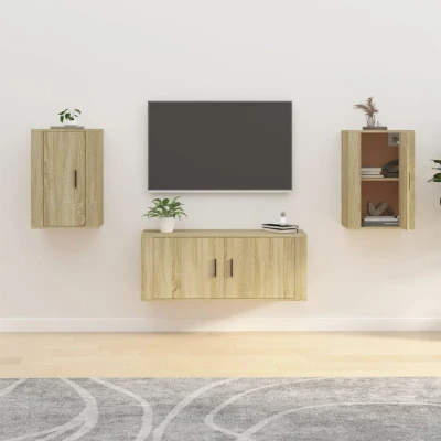 Afbeelding van Tv wandmeubels 2 st 40x34,5x60 cm sonoma eikenkleurig