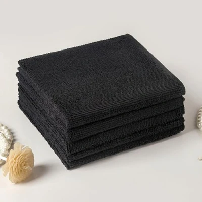 Afbeelding van Microvezelreinigingsdoek, pluisvrij, multifunctioneel, herbruikbaar, superzacht, sneldrogend, voor keuken, auto, motorfiets en ramen (zwart, 30 x cm)