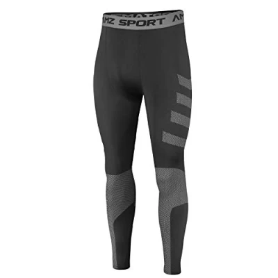 Afbeelding van AMZSPORT Sportcompressiebroek voor heren, hardlopen, leggings, basislaag, transportbroek, Zwart 116004
