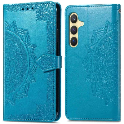 Afbeelding van iMoshion Hoesje Geschikt voor Samsung Galaxy S24 Met Pasjeshouder Mandala Bookcase Turquoise