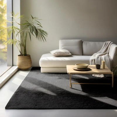 Afbeelding van Handgeweven Jute Vloerkleed 80x150cm Zwart 123vloerkleed.nl is de online webshop voor vloerkleden en woonaccessoires.