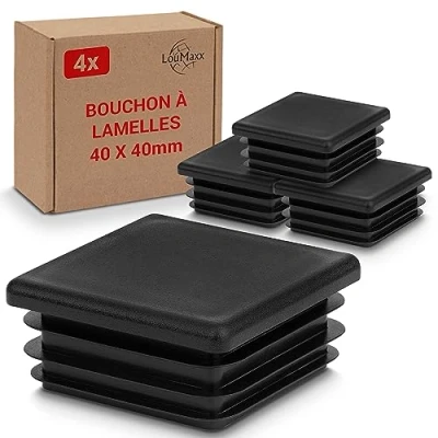 Afbeelding van LouMaxx Slangstoppers 40 x mm, vierkante buisdoppen, afdekstoppers, robuuste kunststof buisafdekking, lamellenstoppen mm voor perfecte bescherming