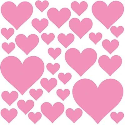 Afbeelding van PREMYO Set van 32 muurstickers voor kinderen, harten, wanddecoratie, babykamer, eenvoudig aan te brengen, roze