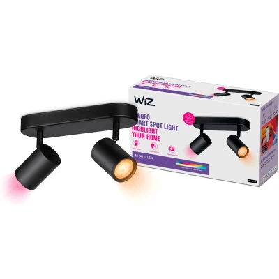 Afbeelding van WiZ 2 spot Imageo zwart Gekleurd en Wit licht GU10