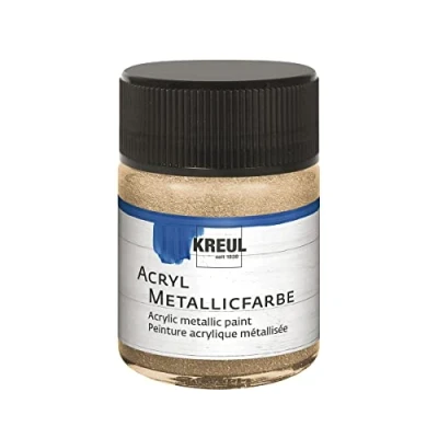 Afbeelding van KREUL 77584 metallic acrylverf 50 ml van champagneglas, glamoureuze met effect op waterbasis, romige dekking, sneldrogend en waterdicht